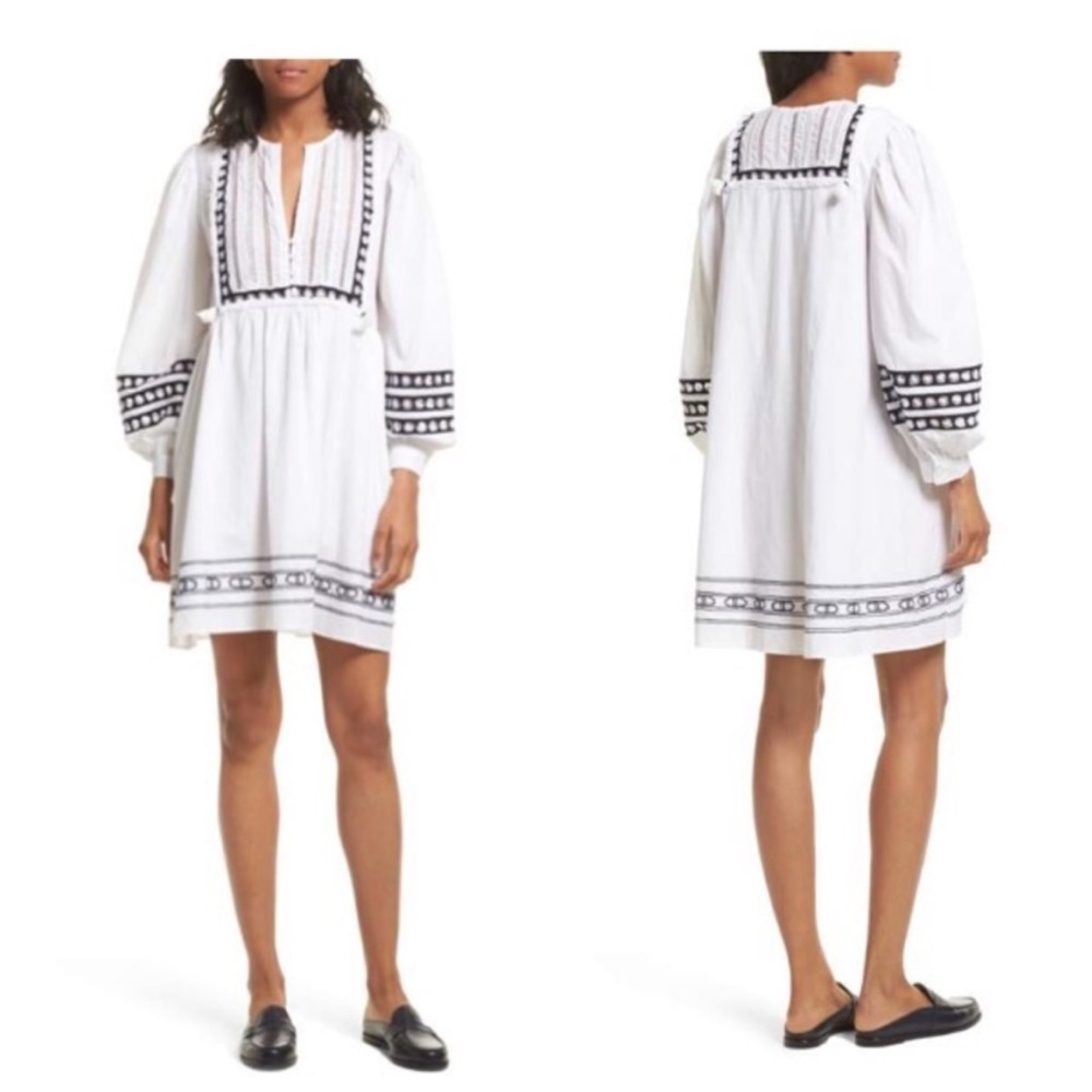 Sea New York Amelie Lace Bib  Embroidered Day Dress Size 10